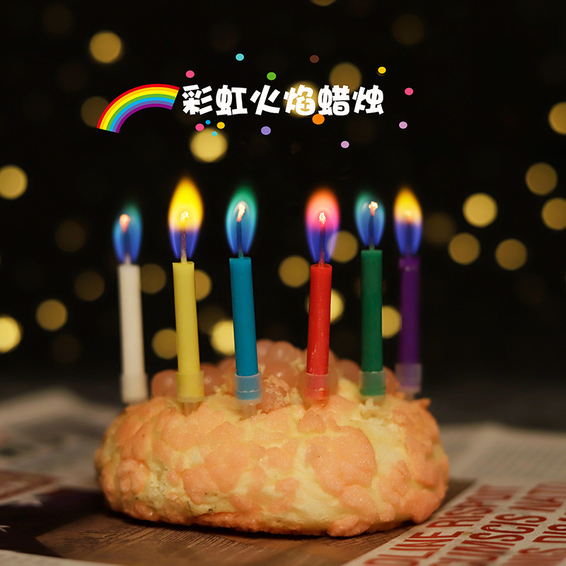 colorful flame candle two-year-old birthday decorations scene layout photo props happy party girl atmosphere details Picture