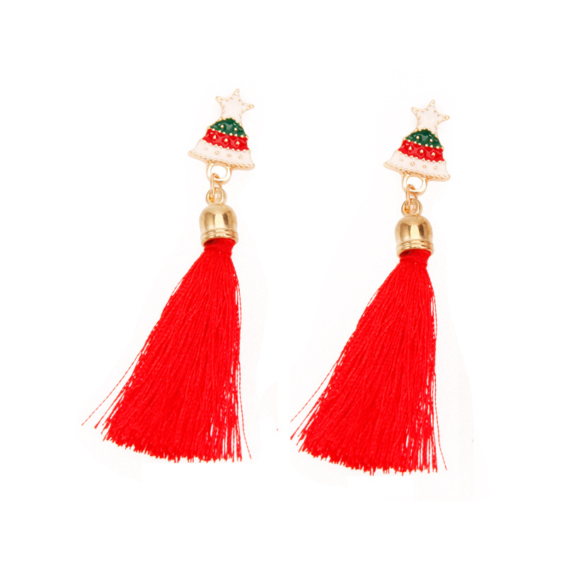 cross-border european and american christmas earrings fashion creative alloy dripping stud earrings christmas tree snowflake elk bell earrings Item Picture
