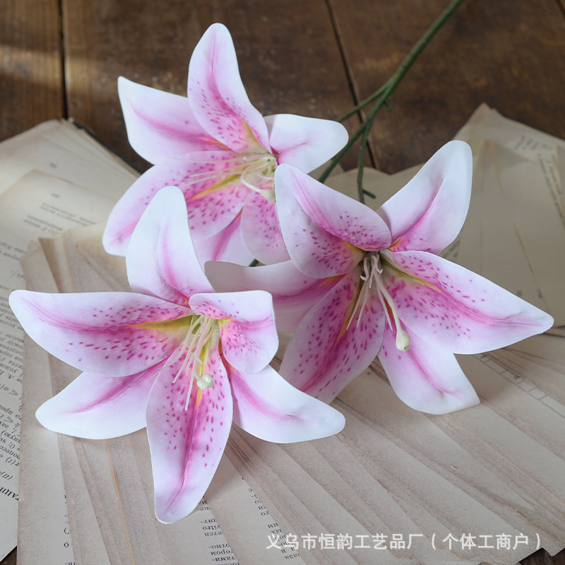 artificial flower 3-head tape lily 3d printing wedding hall decorative flowery wall fake flower shooting props factory wholesale Application Scenario