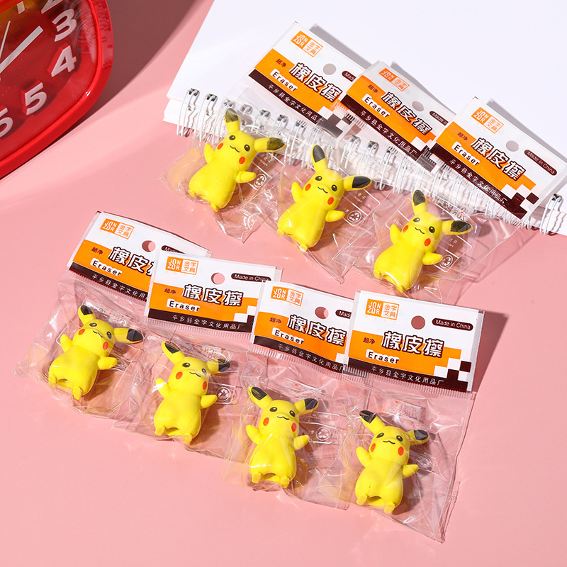 cartoon creative 3d cute pikachu eraser elementary school student cartoon free eraser student gift factory direct sales details Picture