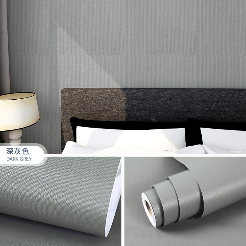 pvc bedroom plain wallpaper self-adhesive thickening wallpaper background wall sticker dormitory rental room self-adhesive wallpaper Item Picture
