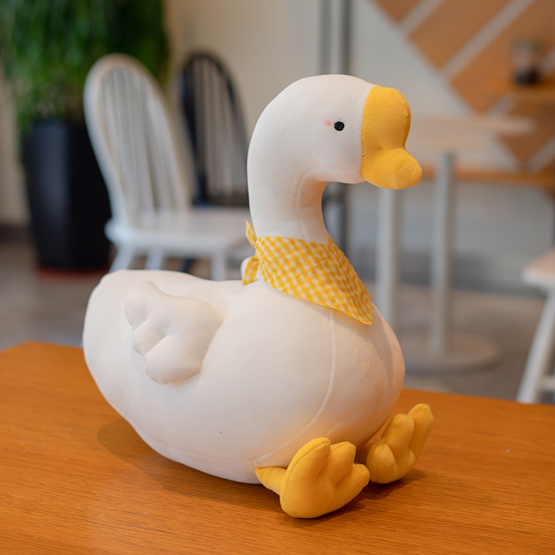cute scarf small white goose figurine doll big white geese plush toy children's ragdoll baby comfort sleeping pillow full figure