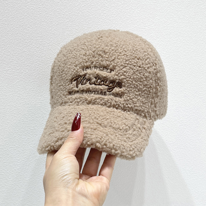 winter new plush warm embroidered letter baseball cap for women winter korean style versatile face-looking small peaked cap Application Scenario