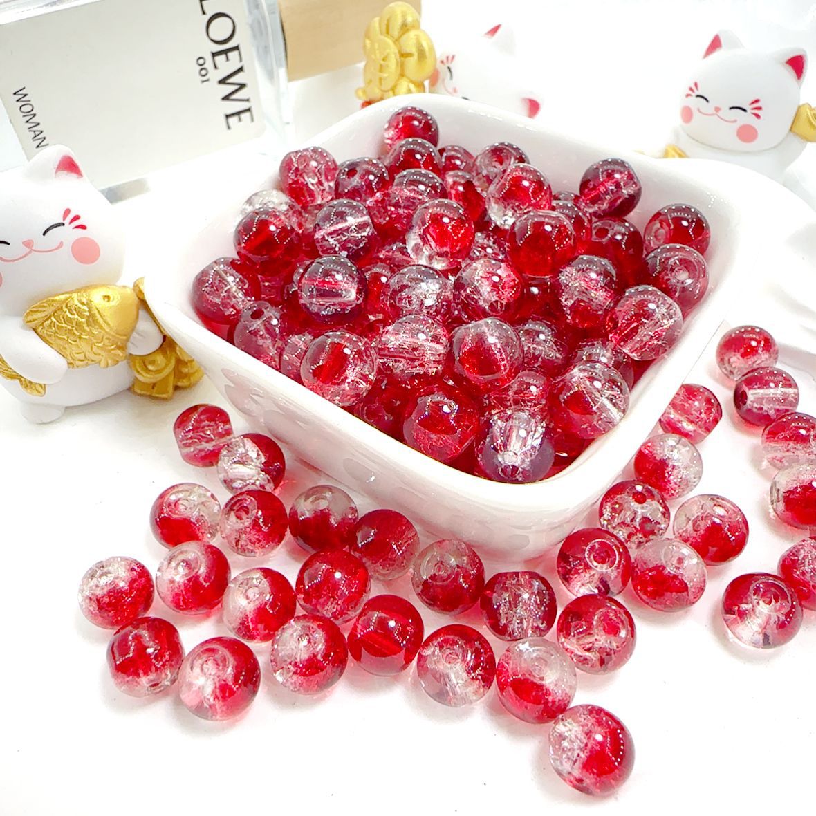 10mm burst flower round beads scattered beads scattered batch glass glass bead handmade bracelet diy materials accessories beads accessories bracelet full figure