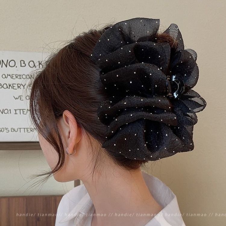 double-sided mesh cloud bubble grip princess bowknot barrettes back head shark clip female 2024 new headdress Specification drawing