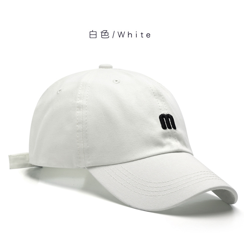 hat m letter embroidered peaked cap men's all-match curved brim cotton soft top sun hat fashion simple women's baseball cap Application Scenario