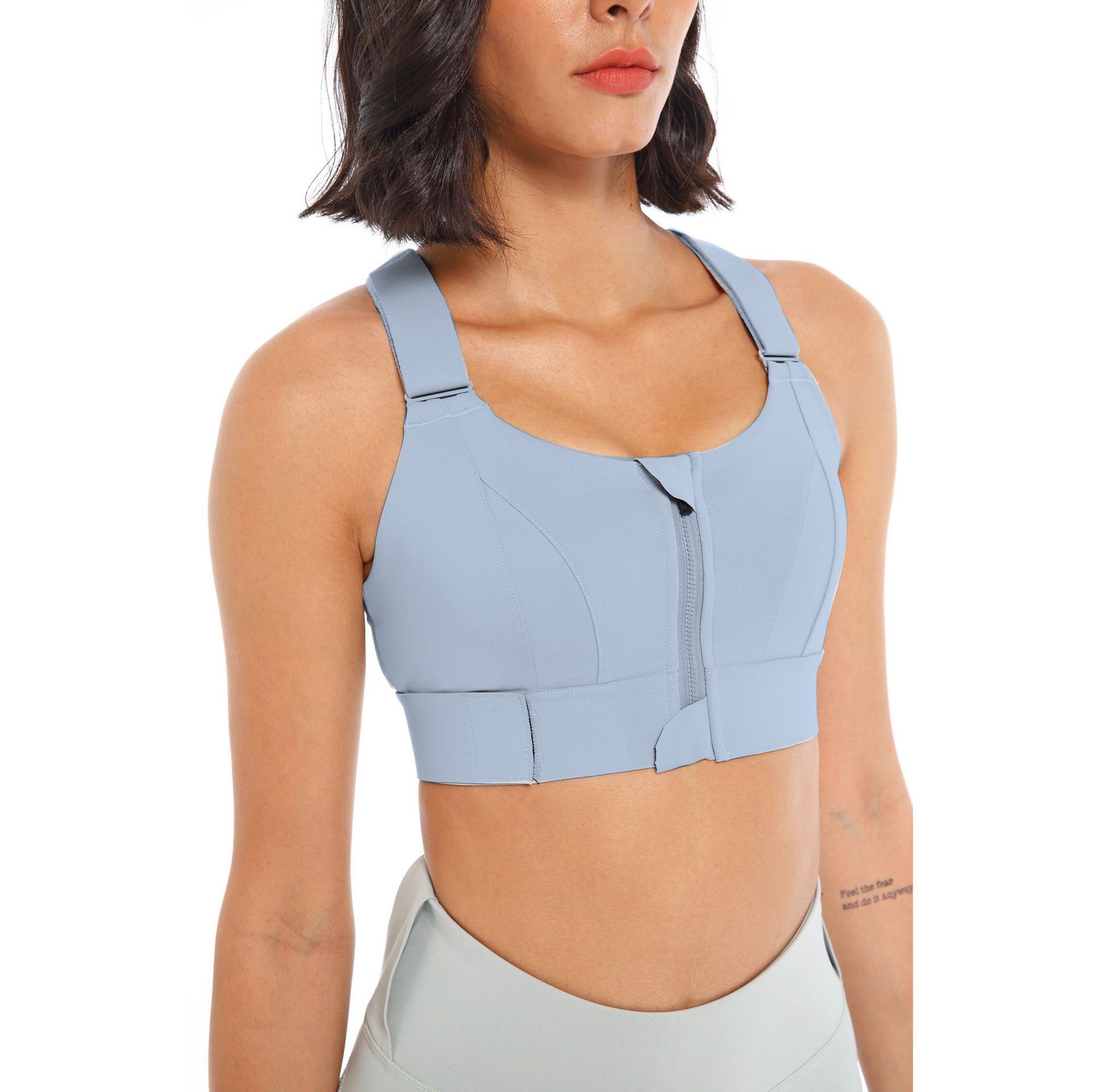 shefit velcro free adjustment sports bra plus size zipper vest-style fitness high-strength shockproof underwear details Picture