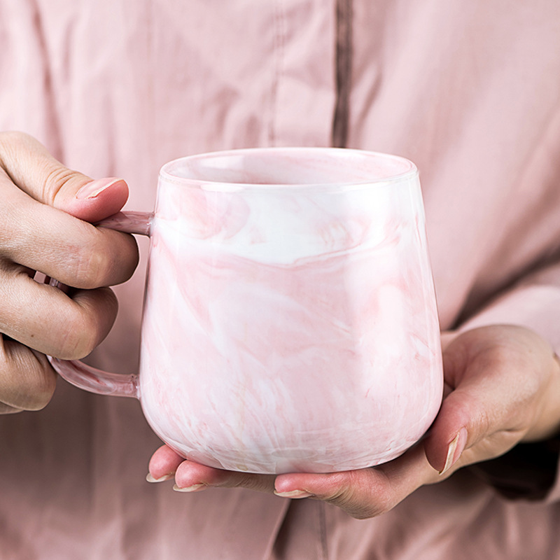 hot sale marble couple creative drinking cup ceramic household cups mug coffee cup with cover spoon tea cup Application Scenario