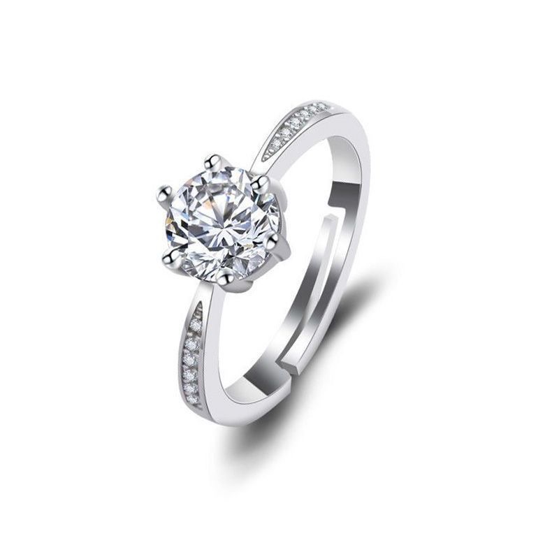 simulation classic six-claw ring female open diamond ring niche moissanite ring european and american luxury foreign trade ornament manufacturer Item Picture