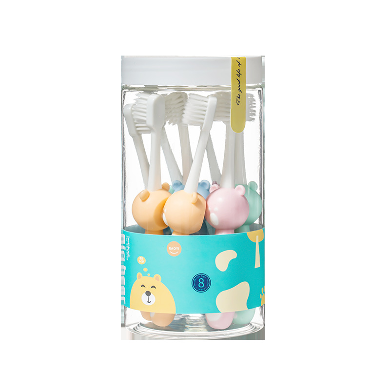 children's soft-bristle toothbrush 3-12 years old baby household 8 pcs cartoon bear soft fur advanced toothbrush factory wholesale full figure