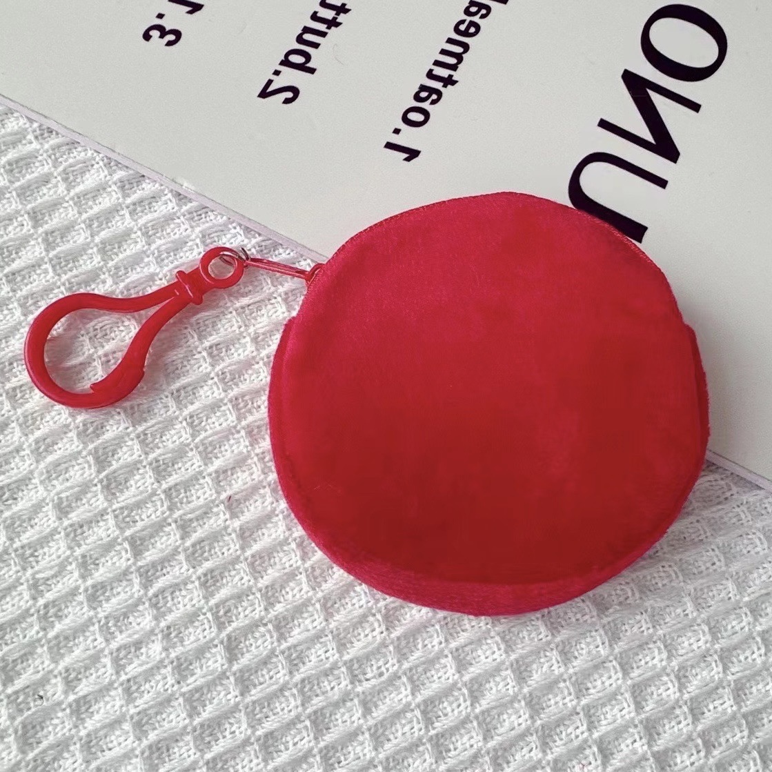 candy color plush round coin purse simple keychain cute wallet for women certificate card holder coin bag wholesale full figure