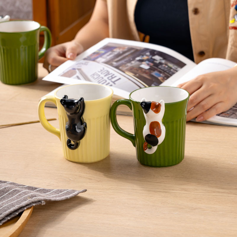cute cartoon  ceramic cup relief cute water cup ins style breakfast cup couple's cups good-looking mug details Picture