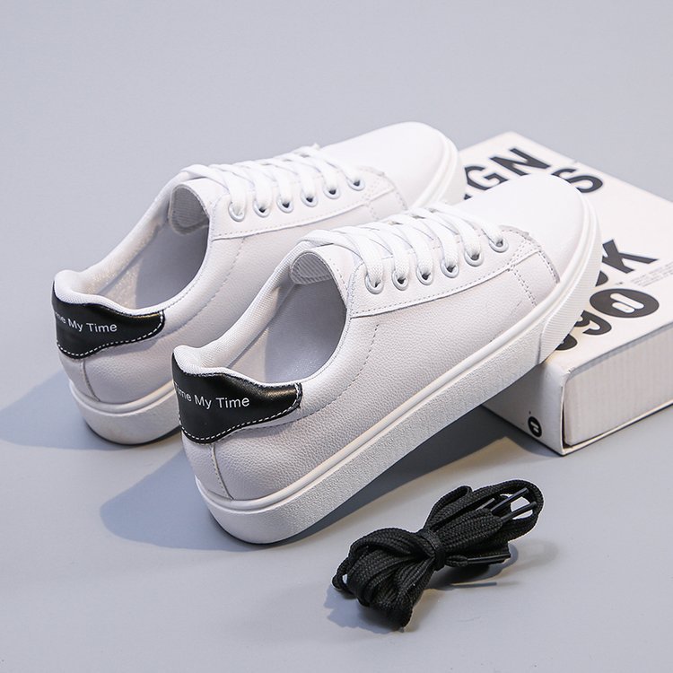 white shoes for female students korean style very match spring and autumn leather flat running shoes sports shoes breathable women's board shoes Specification drawing