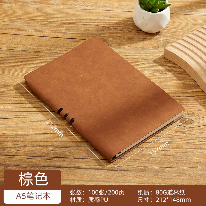 a5 notebook customizable logo small batch business office meeting book soft leather notepad simple thick notepad details Picture