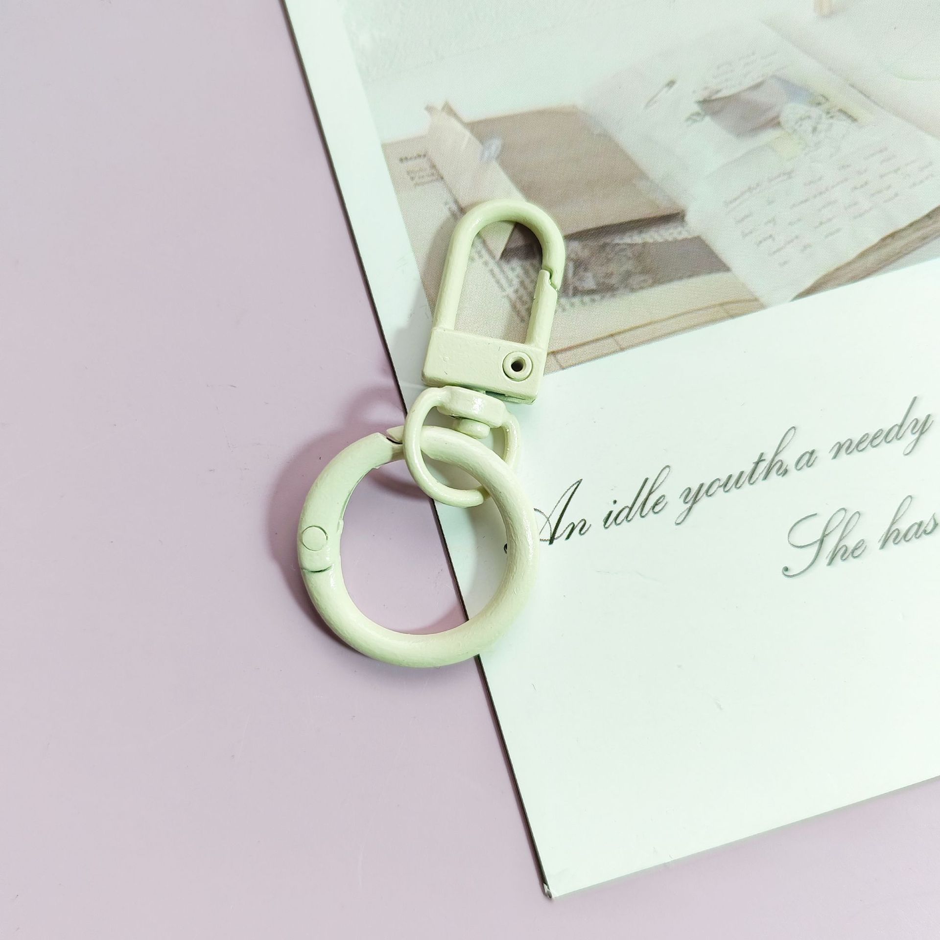 macaron color keychain diy ornament accessories pendant candy color door latch spring coil keychain color ornaments details Picture
