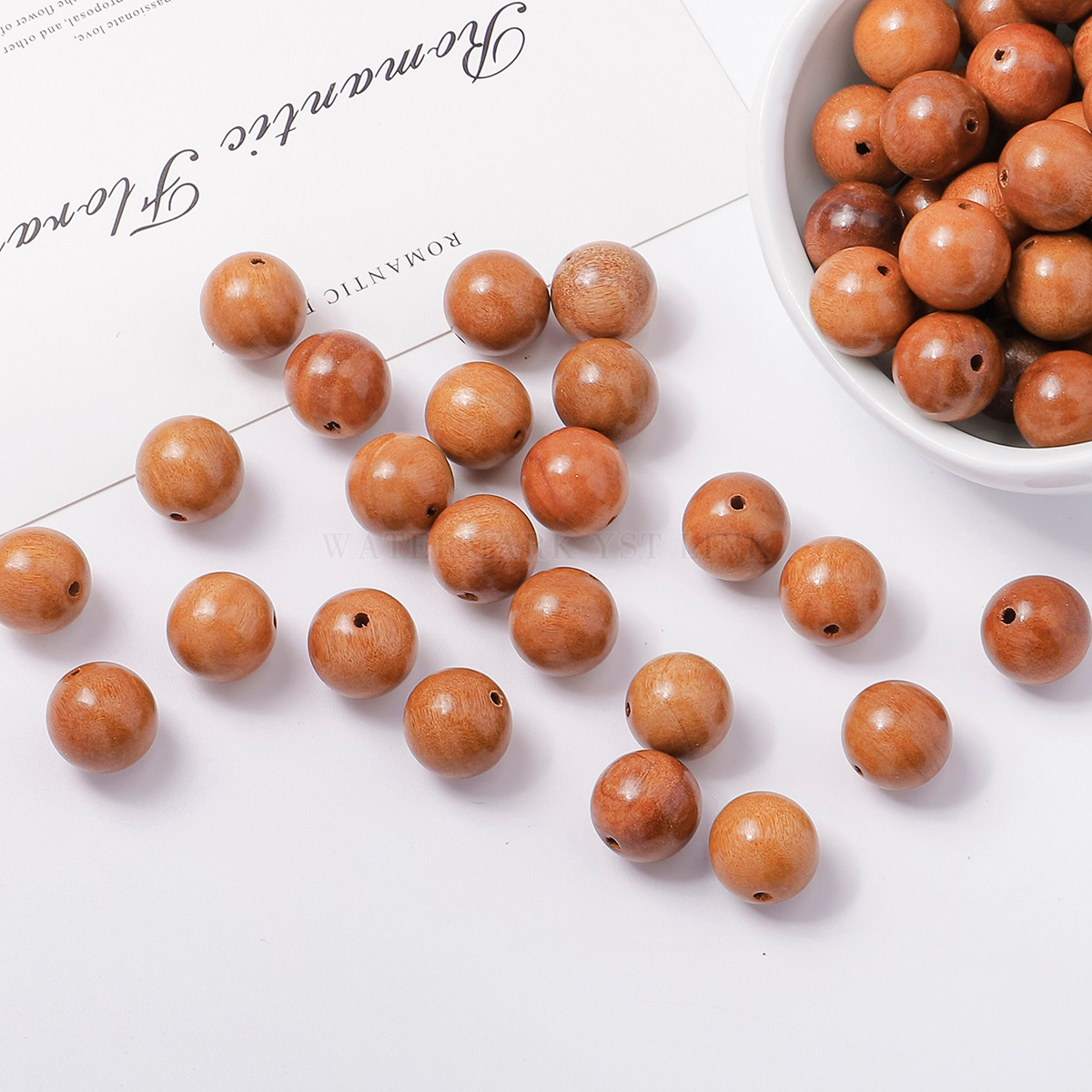 source factory direct wholesale golden sandalwood wooden round beads buddha beads rosary scattered beads diy bracelet jewelry accessories solid wood beads wholesale details Picture