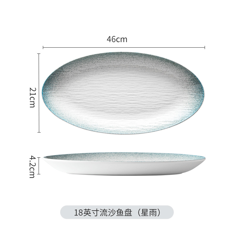 underglaze nordic style restaurant fish dish household steamed fish plate fish dish extra large oval commercial tableware creative hotel porcelain details Picture