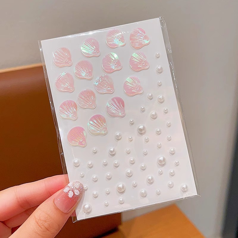 children's stage performance sticker face ornament pearl shell butterfly stick-on crystals face makeup decoration self-adhesive glue-free water sticker Application Scenario