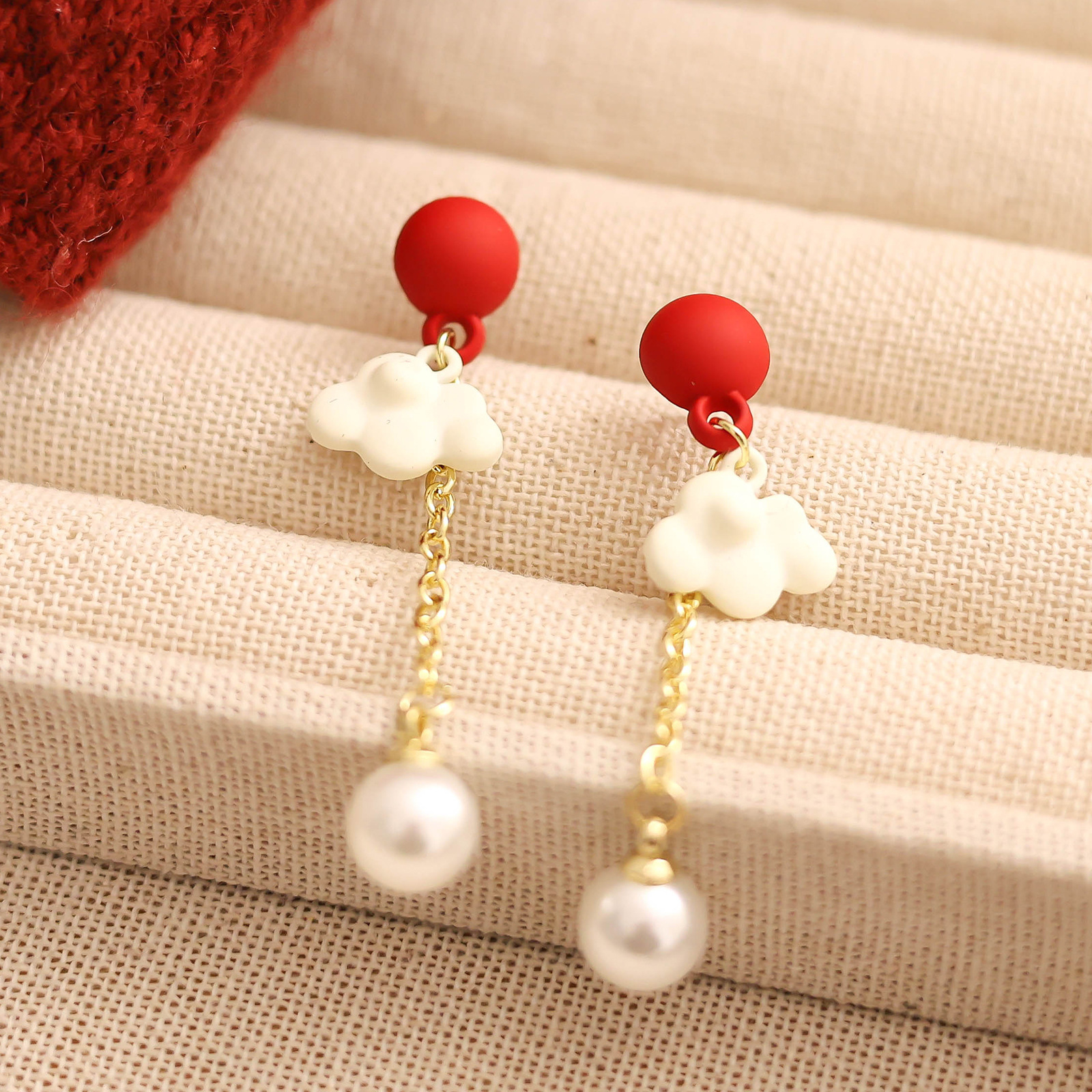 new year red earrings niche high sense temperament wild festival ornament new chinese stud earrings autumn/winter earrings wholesale Application Scenario