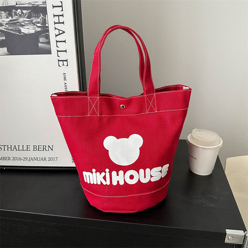 miki portable canvas bag cartoon bear embroidery color matching mummy bag wedding shop hand gift baby bag handbag Item Picture