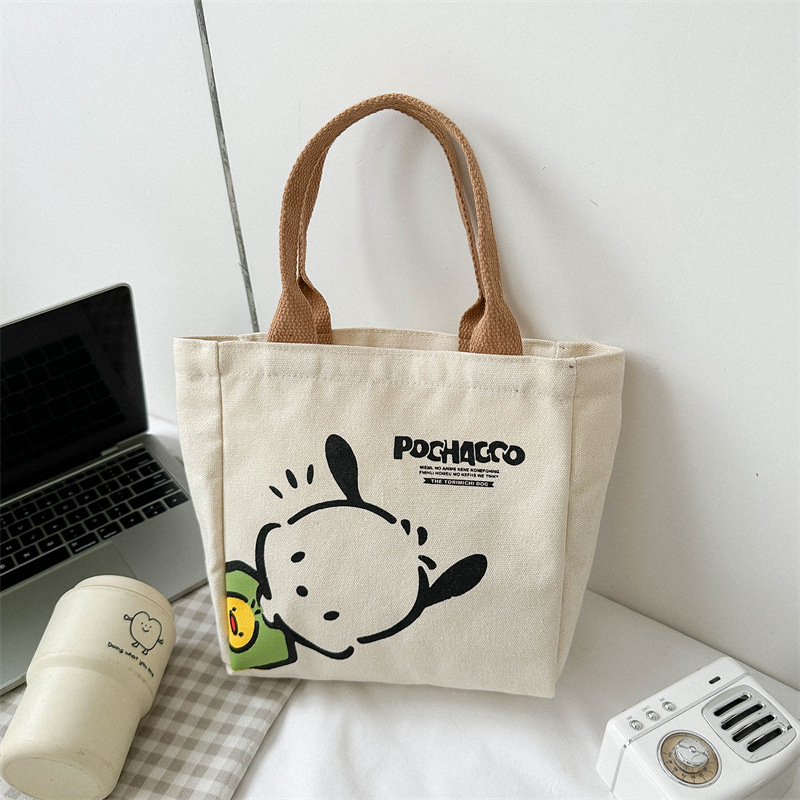 canvas bag for women ins2024 new simple commute lunch box lunch bag minority fashion mini portable small cloth bag details Picture