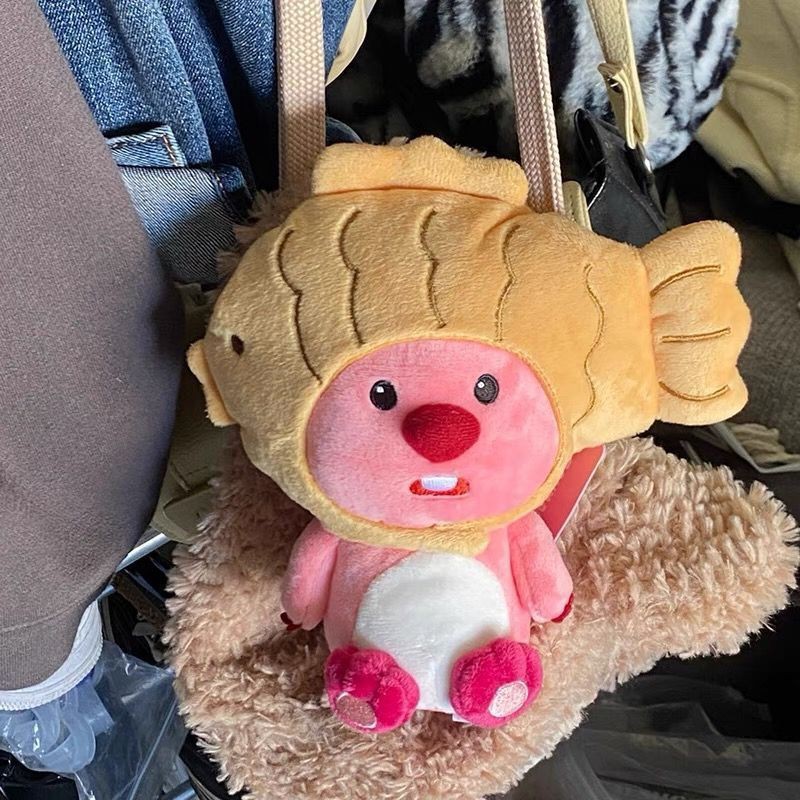 plush four-inch ankle biter doll fish head fox schoolbag pendant keychain crane machine grab machine doll in stock details Picture