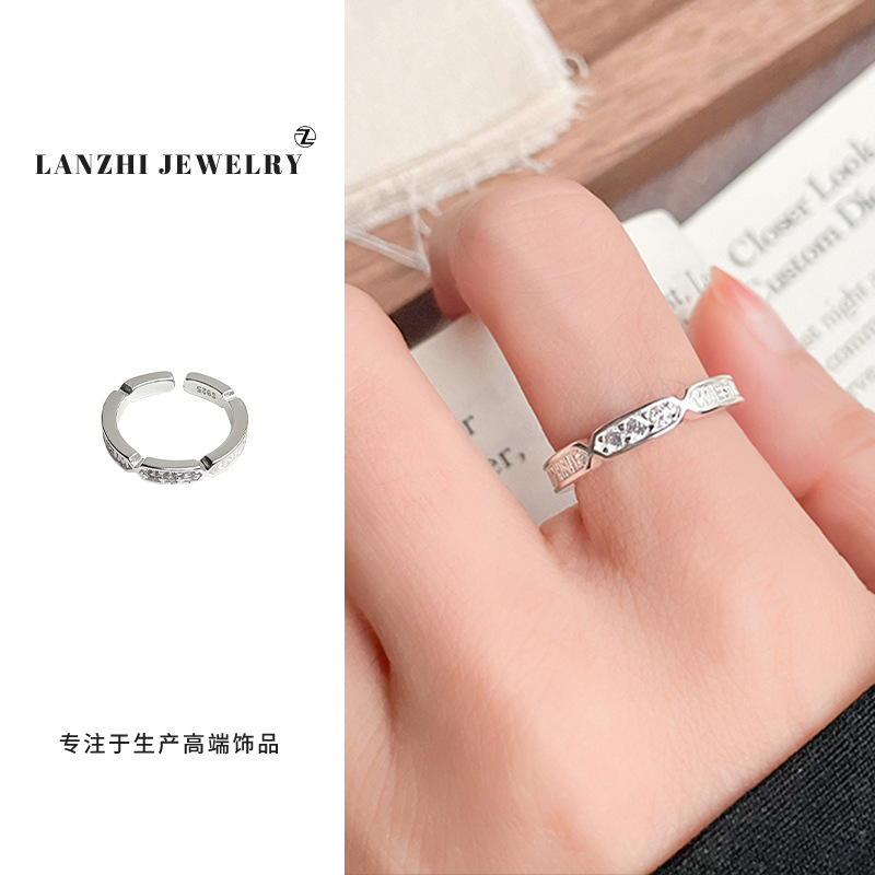 lan zhi niche ring female ins style light luxury ornament high-grade exquisite stylish opening 925 sterling silver ring details Picture