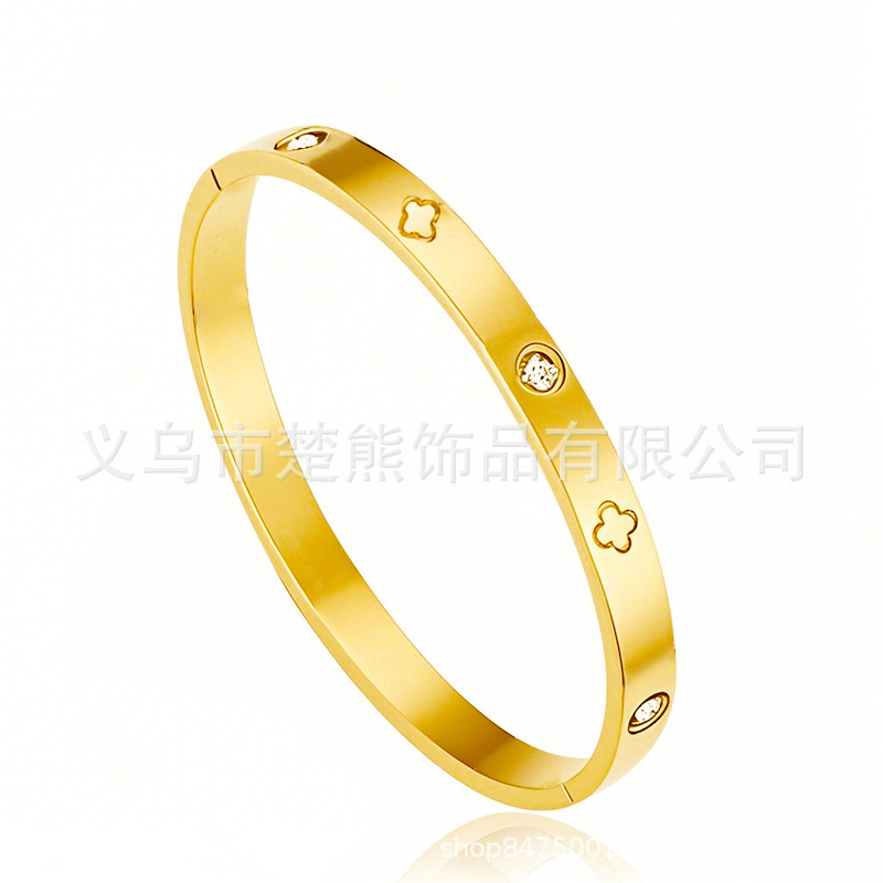 best seller in europe and america bracelet 4 diamond love bracelet female niche high-grade all-match diamond-embedded clover silver-plated bracelet Specification drawing