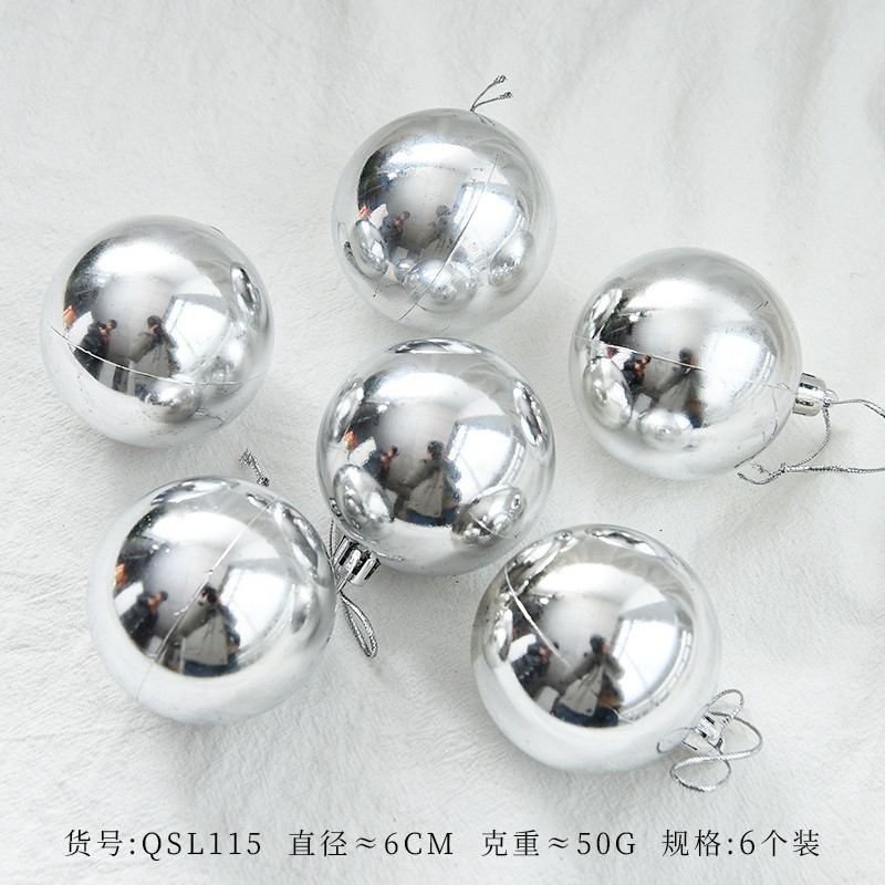factory direct sales christmas ball christmas tree pendant electroplated silver wedding ornaments plastic hanging ball decorative supplies in stock details Picture