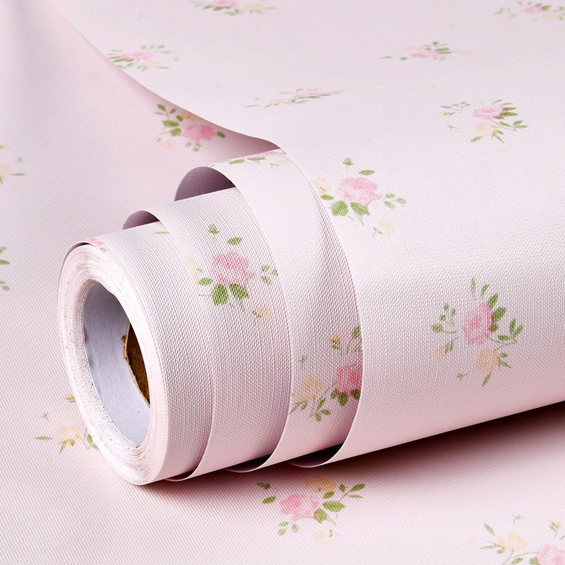 idyllic small floral self-adhesive wallpaper bedroom cozy pink girl household refurbishing sticker student dormitory waterproof wallpaper Application Scenario