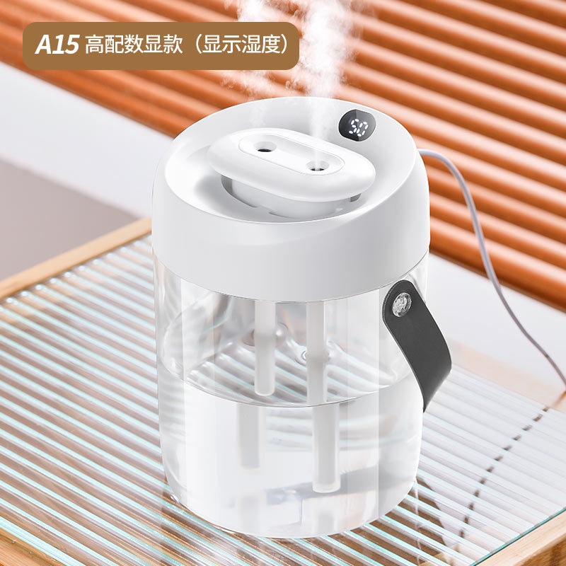 new 2l double nozzle humidifier usb large capacity small household bedroom office mute digital display humidifier details Picture