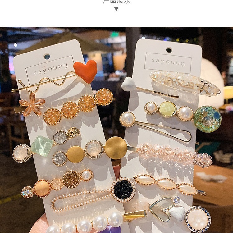 barrettes female korean internet celebrity side pearl back head headdress clip girl clip little girl bang clip hairpin Specification drawing