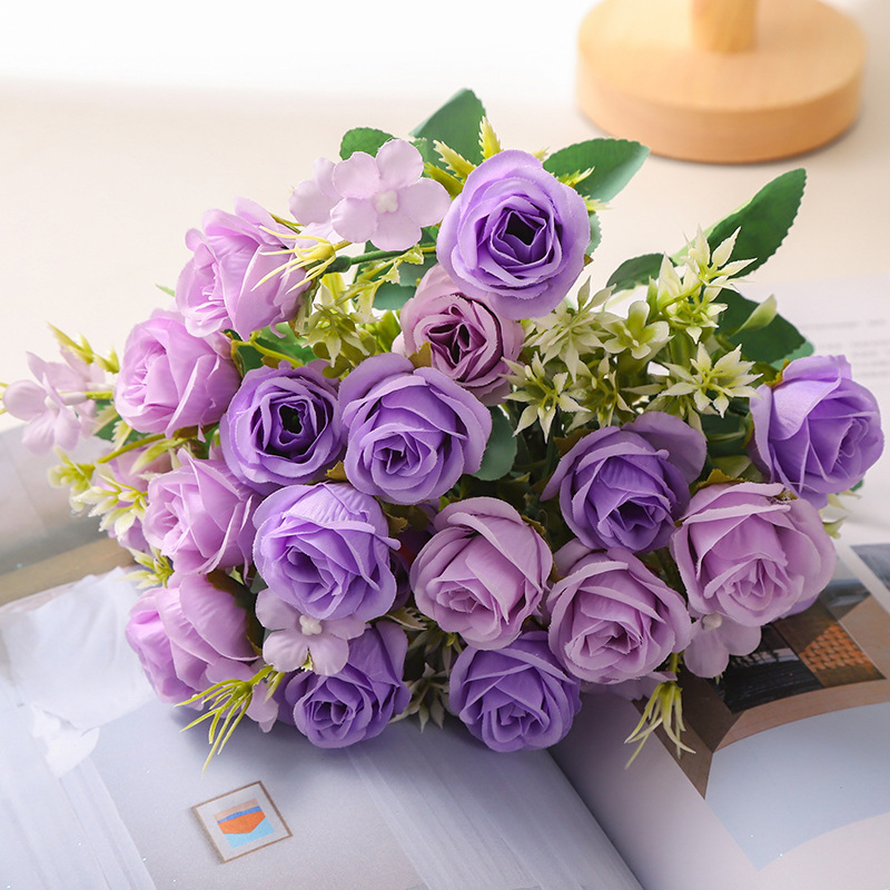 simulation 10 roses korean-style bouquet fragrant concubine rose artificial flower home wedding rose bouquet decorative flower Item Picture