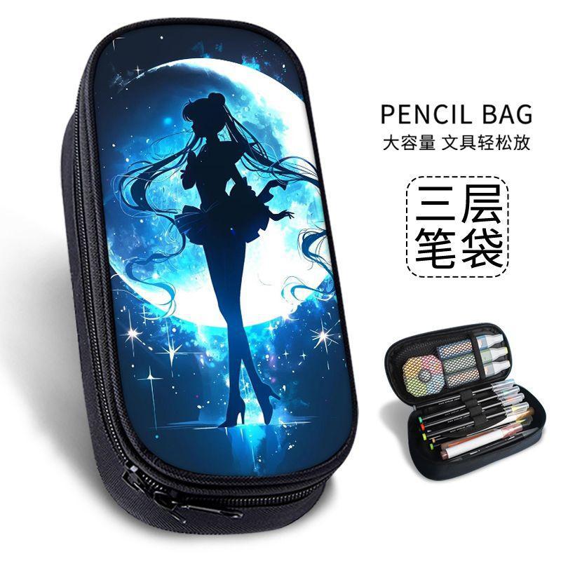 girl heart pencil case large capacity pencil case pretty girl warrior junior high school student elementary students' pencil bag popular storage box details Picture