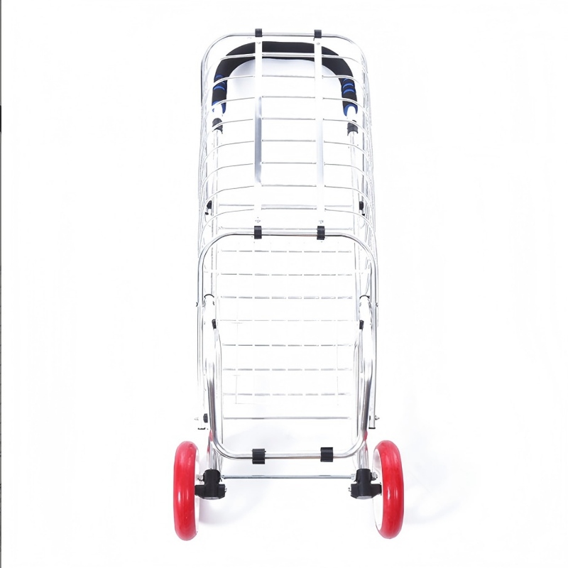 Upgraded Pu Wheel Aluminum Alloy Trolley, Foldable Pu Wheel Small Trailer, Foldable Home Shopping Cart, Oxford Cloth Express Small Trolley, Elderly Grocery Shopping Cart details Picture