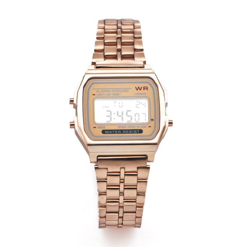 f91w steel watch women's watch men's business clock multi-function led digital sports watch electronic clock full figure