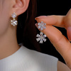 light luxury flower zircon ear studs korean fashion sweet elegance classic style earrings simple versatile personality super flash earrings details Picture