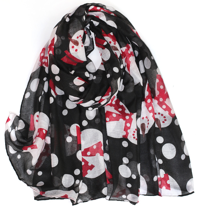 christmas style cartoon printed scarf women's four seasons easy to match scarf large size scarf talma tide cross-border wholesale Item Picture