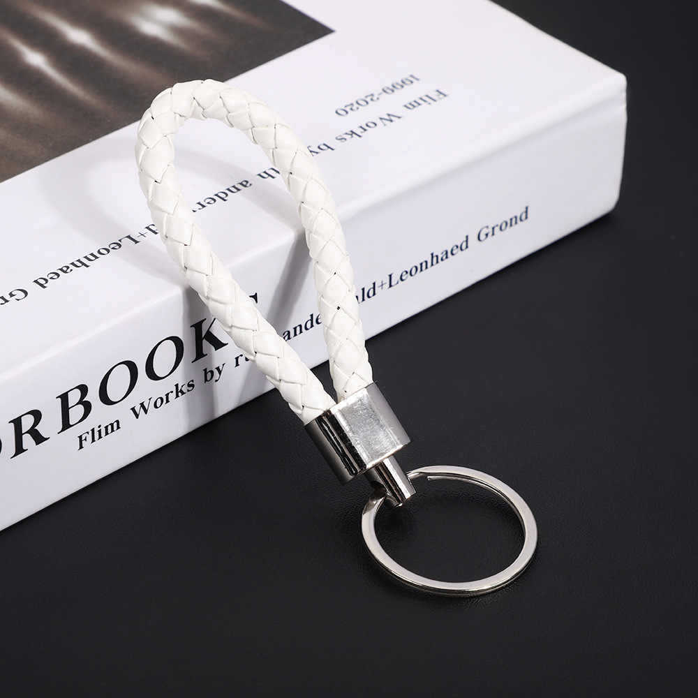 creative hand weaving pu leather rope keychain accessories leather key ring ornaments automobile hanging ornament small gift wholesale Item Picture
