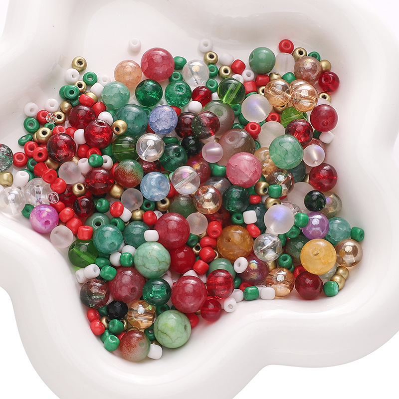 3-12mm glass mixed beads round beads string beads handmade diy bracelet necklace pendant kit accessories wholesale Item Picture
