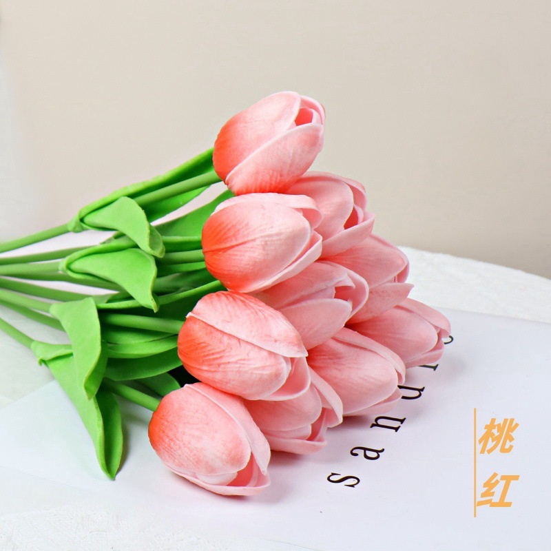 tulip artificial flower wedding fake flower bouquet shooting props home living room decoration pu artificial flower wholesale full figure