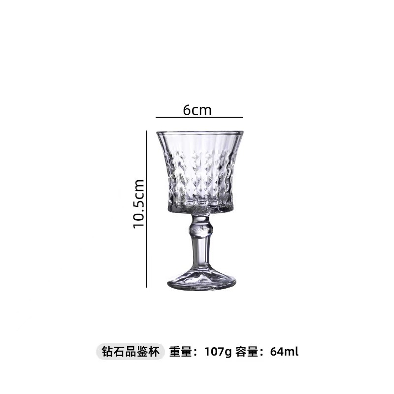 french style champagne glass elegant diamond glass cup mid-ancient red wine glass european retro style hotel goblet full figure