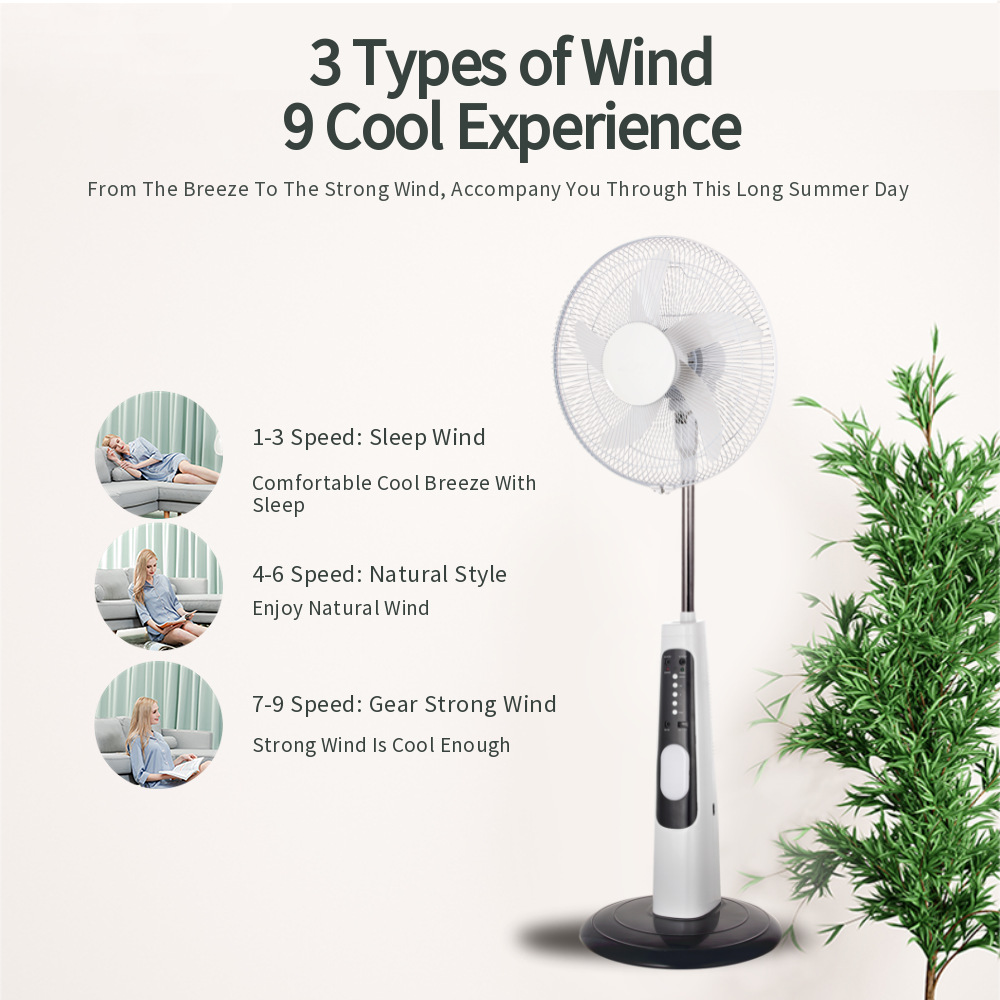 foreign trade special offer rechargeable floor fan standing electric fan large capacity battery with lighting acdc fan rechargeable fan details Picture