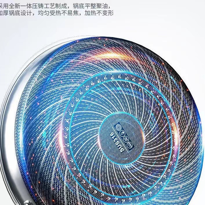 304 stainless steel pan non-stick pan household omelet steak frying pan and pancake pan induction cooker gas stove universal Specification drawing