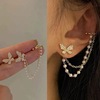 butterfly studs women's elegant korean personalized ear clip earrings one-piece super fairy tassel earrings 2025 new fashion Specification drawing