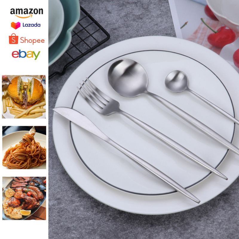 cross-border handle portugal stainless steel knife, fork and spoon tableware four-piece set 24pcs dessert spoon fork steak knife Application Scenario