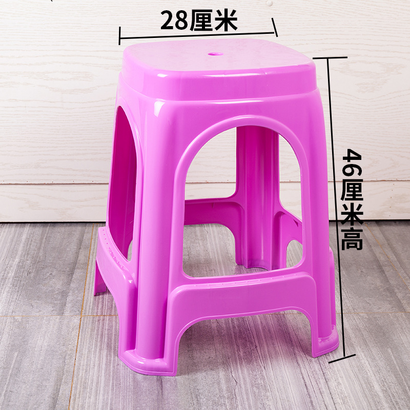 plastic stool household thickening minimalist high stool dining table bench square stool commercial stool solid extra thick vulcanized rubber chair Item Picture