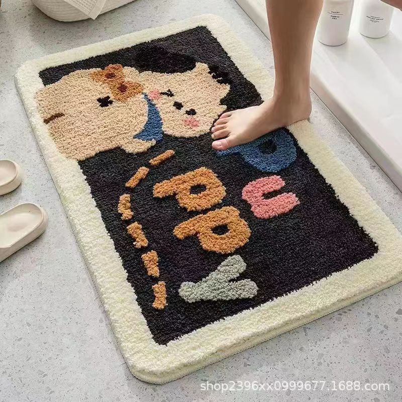 absorbent non-slip mat cashmere carpet cartoon bathroom toilet bathroom mat foot mat absorbent bathroom mats Specification drawing