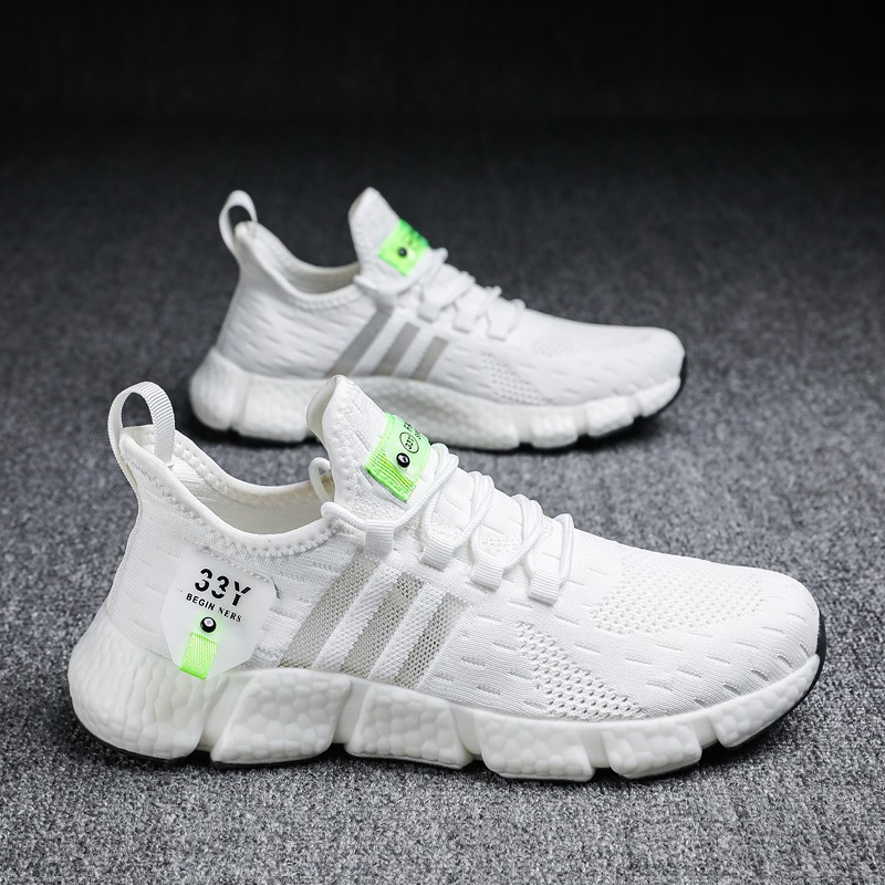 2022 summer breathable men's running shoes fashion shoes korean casual men mesh breathable flying woven plus size sneakers Specification drawing