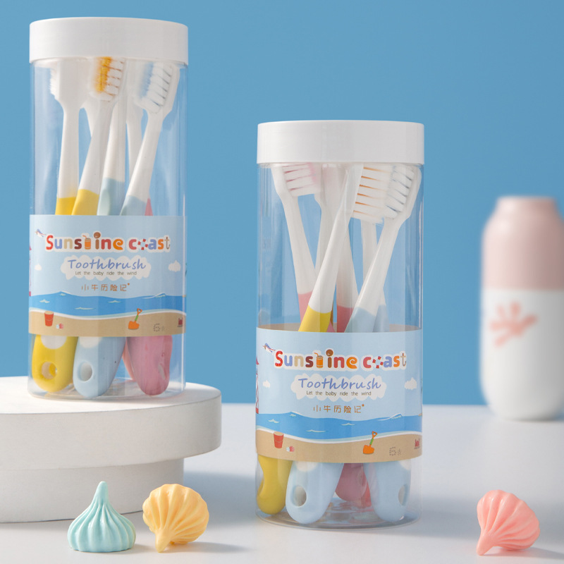 yangzhou calf adventures children's toothbrush wholesale square hole dense hair soft-bristle toothbrush 3-12 years old barrel 6 pcs Application Scenario